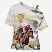 Australia Cup Caulfield Horse Racing Cross Shoulder Shirt Champion Trophy Mix White Roses - Wonder Print Shop