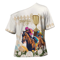 Australia Cup Caulfield Horse Racing Cross Shoulder Shirt Champion Trophy Mix White Roses - Wonder Print Shop