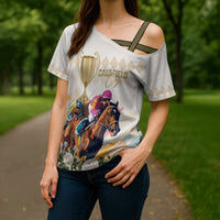 Australia Cup Caulfield Horse Racing Cross Shoulder Shirt Champion Trophy Mix White Roses - Wonder Print Shop
