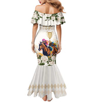 Australia Cup Caulfield Horse Racing Family Matching Mermaid Dress and Hawaiian Shirt Champion Trophy Mix White Roses - Wonder Print Shop