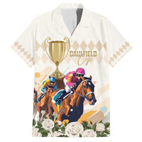 Australia Cup Caulfield Horse Racing Family Matching Puletasi and Hawaiian Shirt Champion Trophy Mix White Roses - Wonder Print Shop