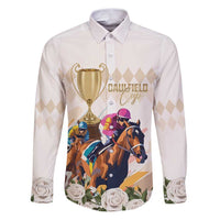 Australia Cup Caulfield Horse Racing Family Matching Puletasi and Hawaiian Shirt Champion Trophy Mix White Roses - Wonder Print Shop