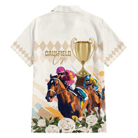 Australia Cup Caulfield Horse Racing Family Matching Short Sleeve Bodycon Dress and Hawaiian Shirt Champion Trophy Mix White Roses - Wonder Print Shop