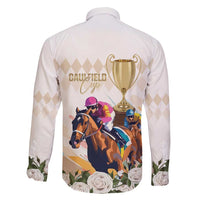 Australia Cup Caulfield Horse Racing Family Matching Summer Maxi Dress and Hawaiian Shirt Champion Trophy Mix White Roses - Wonder Print Shop