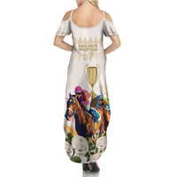 Australia Cup Caulfield Horse Racing Family Matching Summer Maxi Dress and Hawaiian Shirt Champion Trophy Mix White Roses - Wonder Print Shop