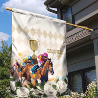 Australia Cup Caulfield Horse Racing Garden Flag Champion Trophy Mix White Roses - Wonder Print Shop
