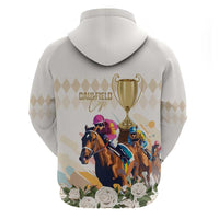 Australia Cup Caulfield Horse Racing Hoodie Champion Trophy Mix White Roses - Wonder Print Shop