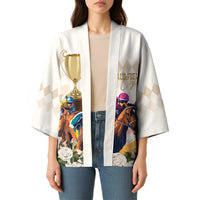 Australia Cup Caulfield Horse Racing Kimono Champion Trophy Mix White Roses - Wonder Print Shop