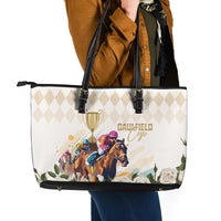 Australia Cup Caulfield Horse Racing Leather Tote Bag Champion Trophy Mix White Roses - Wonder Print Shop