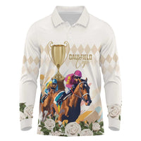 Australia Cup Caulfield Horse Racing Long Sleeve Polo Shirt Champion Trophy Mix White Roses - Wonder Print Shop