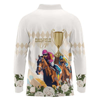 Australia Cup Caulfield Horse Racing Long Sleeve Polo Shirt Champion Trophy Mix White Roses - Wonder Print Shop