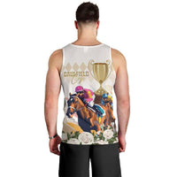 Australia Cup Caulfield Horse Racing Men Tank Top Champion Trophy Mix White Roses - Wonder Print Shop