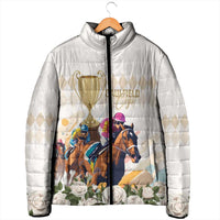 Australia Cup Caulfield Horse Racing Padded Jacket Champion Trophy Mix White Roses - Wonder Print Shop