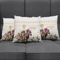 Australia Cup Caulfield Horse Racing Pillow Cover Champion Trophy Mix White Roses - Wonder Print Shop
