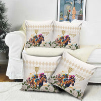 Australia Cup Caulfield Horse Racing Pillow Cover Champion Trophy Mix White Roses - Wonder Print Shop