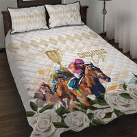 Australia Cup Caulfield Horse Racing Quilt Bed Set Champion Trophy Mix White Roses - Wonder Print Shop