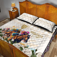 Australia Cup Caulfield Horse Racing Quilt Bed Set Champion Trophy Mix White Roses - Wonder Print Shop