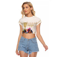 Australia Cup Caulfield Horse Racing Raglan Cropped T Shirt Champion Trophy Mix White Roses - Wonder Print Shop