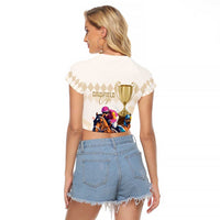 Australia Cup Caulfield Horse Racing Raglan Cropped T Shirt Champion Trophy Mix White Roses - Wonder Print Shop