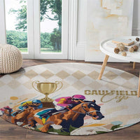 Australia Cup Caulfield Horse Racing Round Carpet Champion Trophy Mix White Roses - Wonder Print Shop