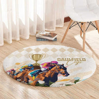 Australia Cup Caulfield Horse Racing Round Carpet Champion Trophy Mix White Roses - Wonder Print Shop