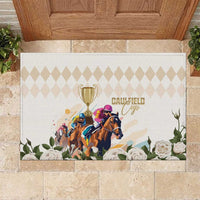 Australia Cup Caulfield Horse Racing Rubber Doormat Champion Trophy Mix White Roses - Wonder Print Shop