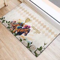 Australia Cup Caulfield Horse Racing Rubber Doormat Champion Trophy Mix White Roses - Wonder Print Shop