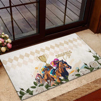 Australia Cup Caulfield Horse Racing Rubber Doormat Champion Trophy Mix White Roses - Wonder Print Shop