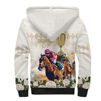 Australia Cup Caulfield Horse Racing Sherpa Hoodie Champion Trophy Mix White Roses - Wonder Print Shop