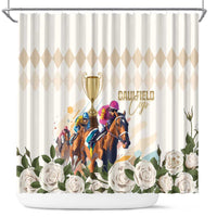 Australia Cup Caulfield Horse Racing Shower Curtain Champion Trophy Mix White Roses - Wonder Print Shop