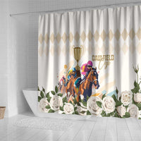 Australia Cup Caulfield Horse Racing Shower Curtain Champion Trophy Mix White Roses - Wonder Print Shop