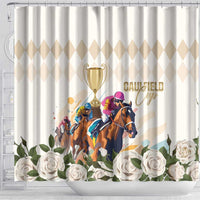 Australia Cup Caulfield Horse Racing Shower Curtain Champion Trophy Mix White Roses - Wonder Print Shop