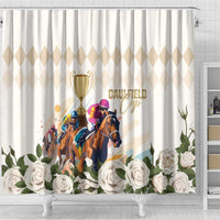 Australia Cup Caulfield Horse Racing Shower Curtain Champion Trophy Mix White Roses - Wonder Print Shop