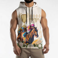 Australia Cup Caulfield Horse Racing Sleeveless Zip Hoodie Champion Trophy Mix White Roses - Wonder Print Shop