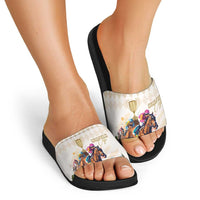 Australia Cup Caulfield Horse Racing Slide Sandals Champion Trophy Mix White Roses - Wonder Print Shop
