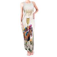 Australia Cup Caulfield Horse Racing Tank Maxi Dress Champion Trophy Mix White Roses - Wonder Print Shop