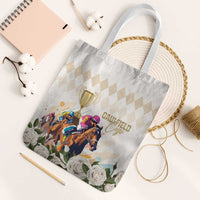 Australia Cup Caulfield Horse Racing Tote Bag Champion Trophy Mix White Roses - Wonder Print Shop