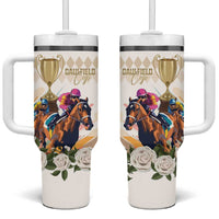 Australia Cup Caulfield Horse Racing Tumbler With Handle Champion Trophy Mix White Roses - Wonder Print Shop