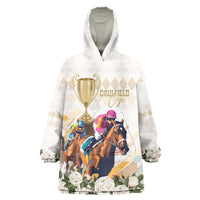Australia Cup Caulfield Horse Racing Wearable Blanket Hoodie Champion Trophy Mix White Roses - Wonder Print Shop