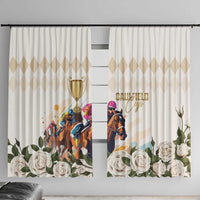 Australia Cup Caulfield Horse Racing Window Curtain Champion Trophy Mix White Roses - Wonder Print Shop