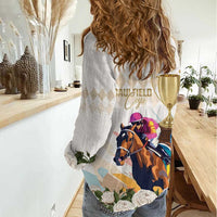 Australia Cup Caulfield Horse Racing Women Casual Shirt Champion Trophy Mix White Roses - Wonder Print Shop