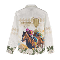 Australia Cup Caulfield Horse Racing Women Casual Shirt Champion Trophy Mix White Roses - Wonder Print Shop
