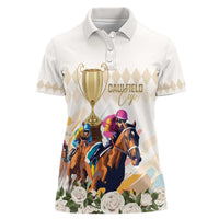 Australia Cup Caulfield Horse Racing Women Polo Shirt Champion Trophy Mix White Roses - Wonder Print Shop