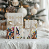 Australia Cup Caulfield Horse Racing Wrapping Paper Champion Trophy Mix White Roses - Wonder Print Shop