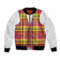 Personalized Dominica Creole Day Bomber Jacket Jounen Kweyol Red Madras Proud - Wonder Print Shop