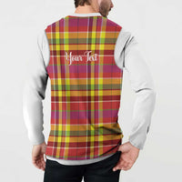 Personalized Dominica Creole Day Button Sweatshirt Jounen Kweyol Red Madras Proud - Wonder Print Shop