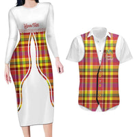 Personalized Dominica Creole Day Couples Matching Long Sleeve Bodycon Dress and Hawaiian Shirt Jounen Kweyol Red Madras Proud - Wonder Print Shop