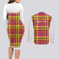 Personalized Dominica Creole Day Couples Matching Long Sleeve Bodycon Dress and Long Sleeve Button Shirt Jounen Kweyol Red Madras Proud - Wonder Print Shop