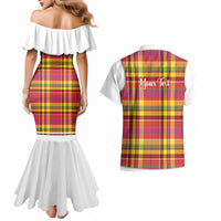 Personalized Dominica Creole Day Couples Matching Mermaid Dress and Hawaiian Shirt Jounen Kweyol Red Madras Proud - Wonder Print Shop