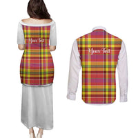 Personalized Dominica Creole Day Couples Matching Puletasi and Long Sleeve Button Shirt Jounen Kweyol Red Madras Proud - Wonder Print Shop